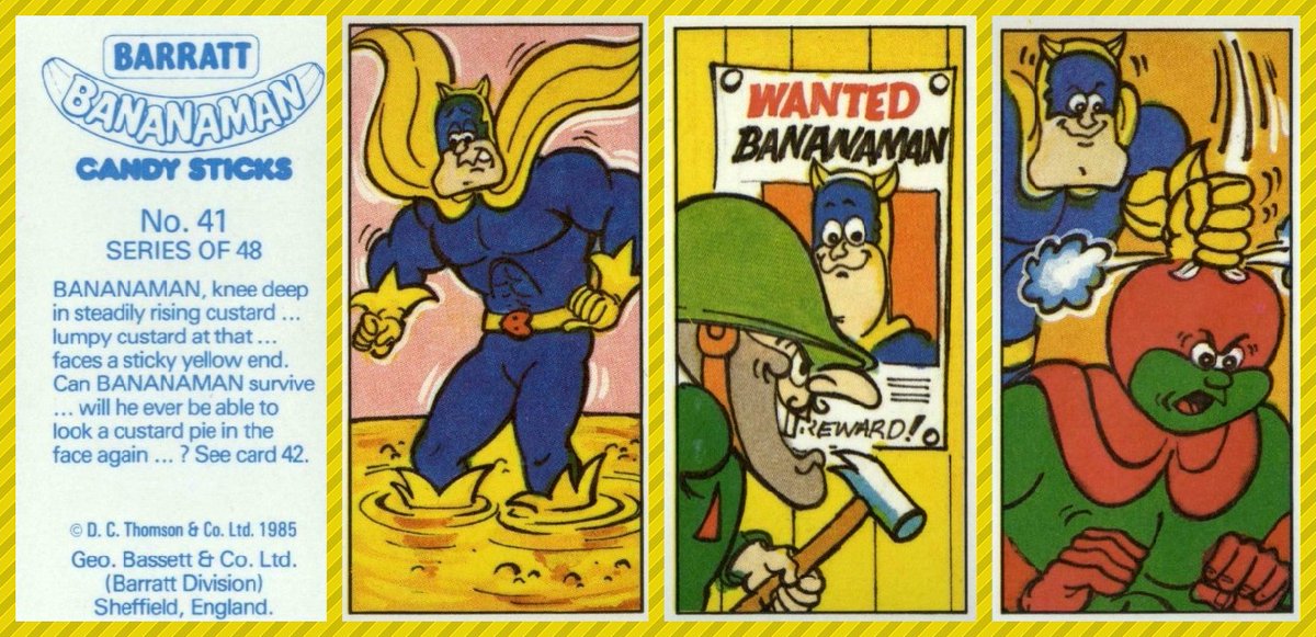 OldSchoolBooks1's tweet photo. One thing that we do seem to have collected over the years are a fair few sweet #tradingcards , not really whole sets, but a few here and there, like these from 1985 #Bananaman #Barratt #Candysticks https://t.co/ri4NdrpW98 https://t.co/XvXiKRxhAQ