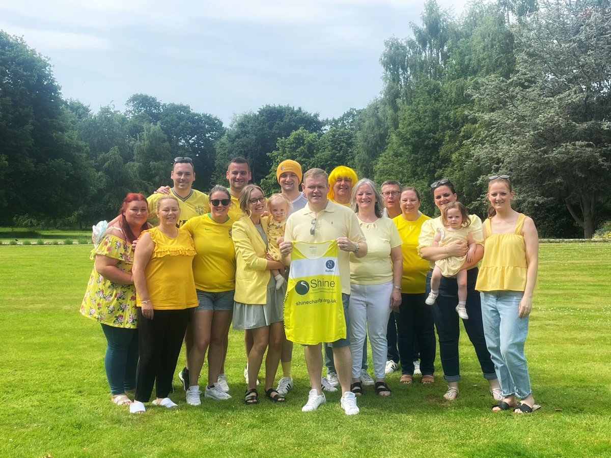 SHINEUKCharity's tweet photo. Thank you to the family of our Little Stars member Ellie for all your hard work raising donations and awareness about spina bifida and hydrocephalus during 'Go Yellow For Shine'. Daniel, we love your hair! #Go Yellow for Shine #ThankYouThursday https://t.co/qz4GJUYIhK