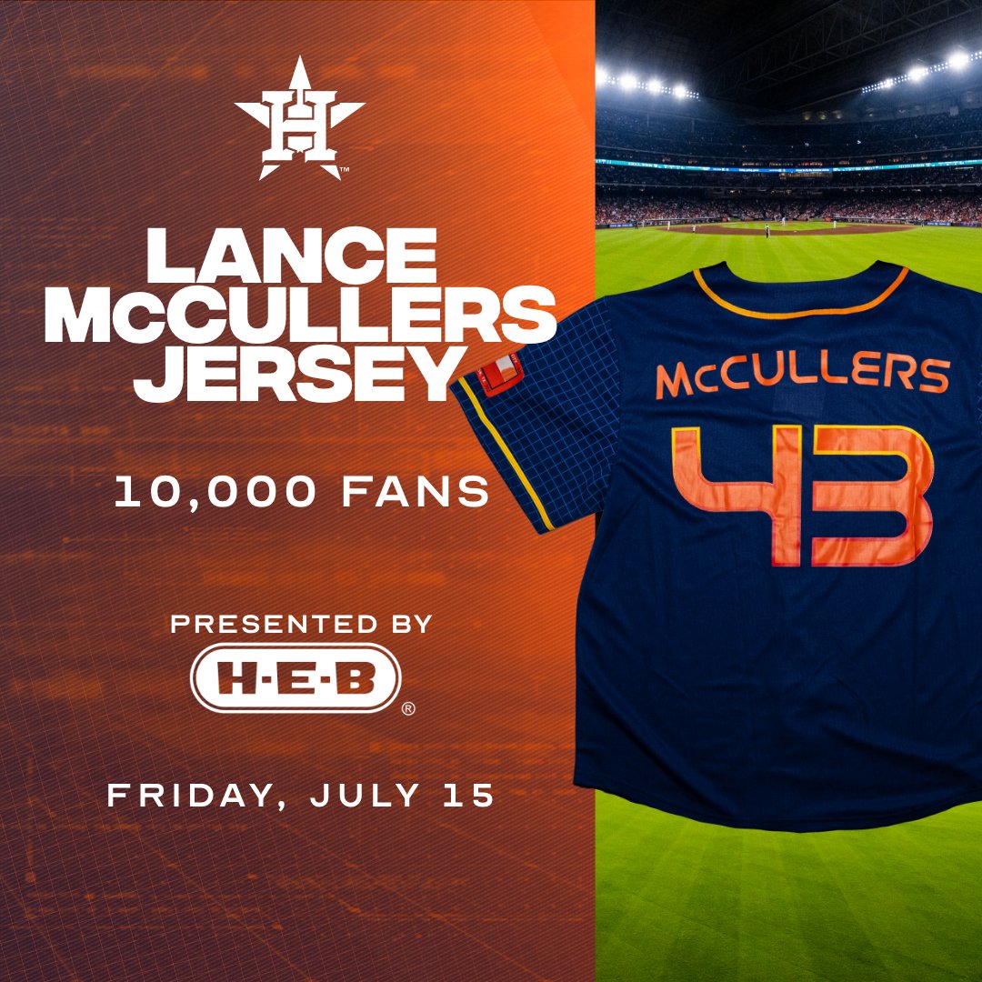 Houston Astros on X: Be one of 10,000 fans to take home a @lmccullers43 City  Connect jersey next Friday! Get your tickets and see all promotions at    / X