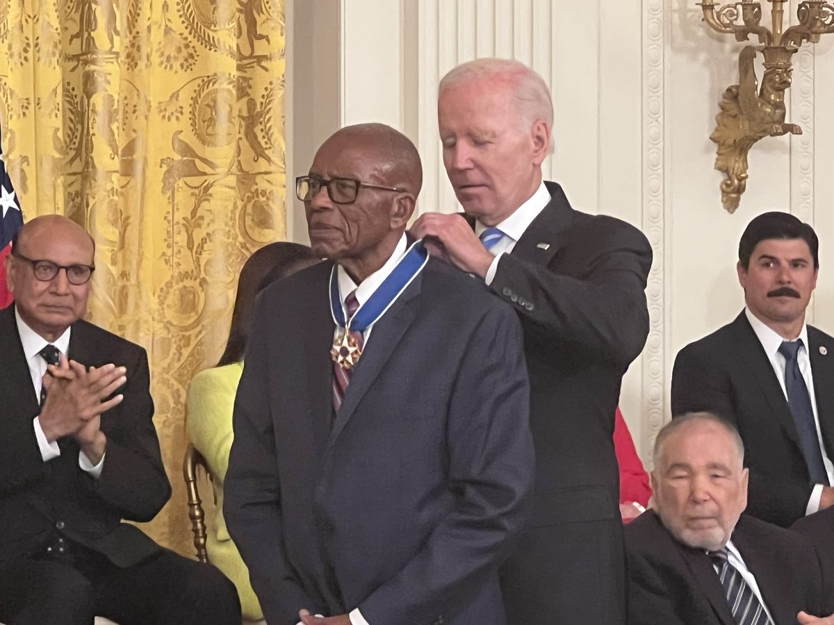 “When Rosa Parks refused to move to the back of the bus, Fred Gray represented her” 

Attorney Fred Gray receives Presidential Medal of Honor