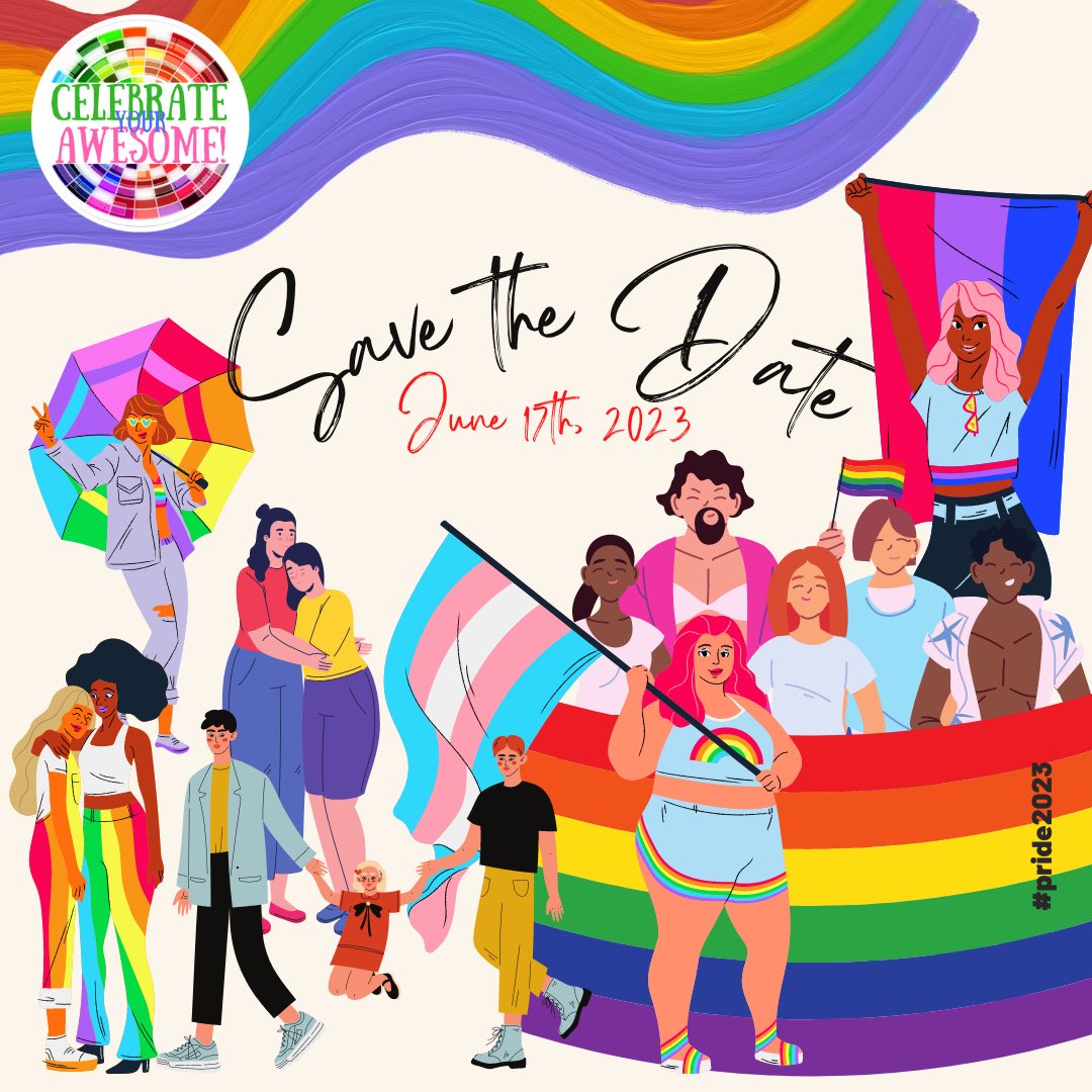 Save the Date! 

June 17th, 2023 - Be prepared to celebrate YOUR awesome with us! 

#Pride2023 #CelebrateYourAwesome