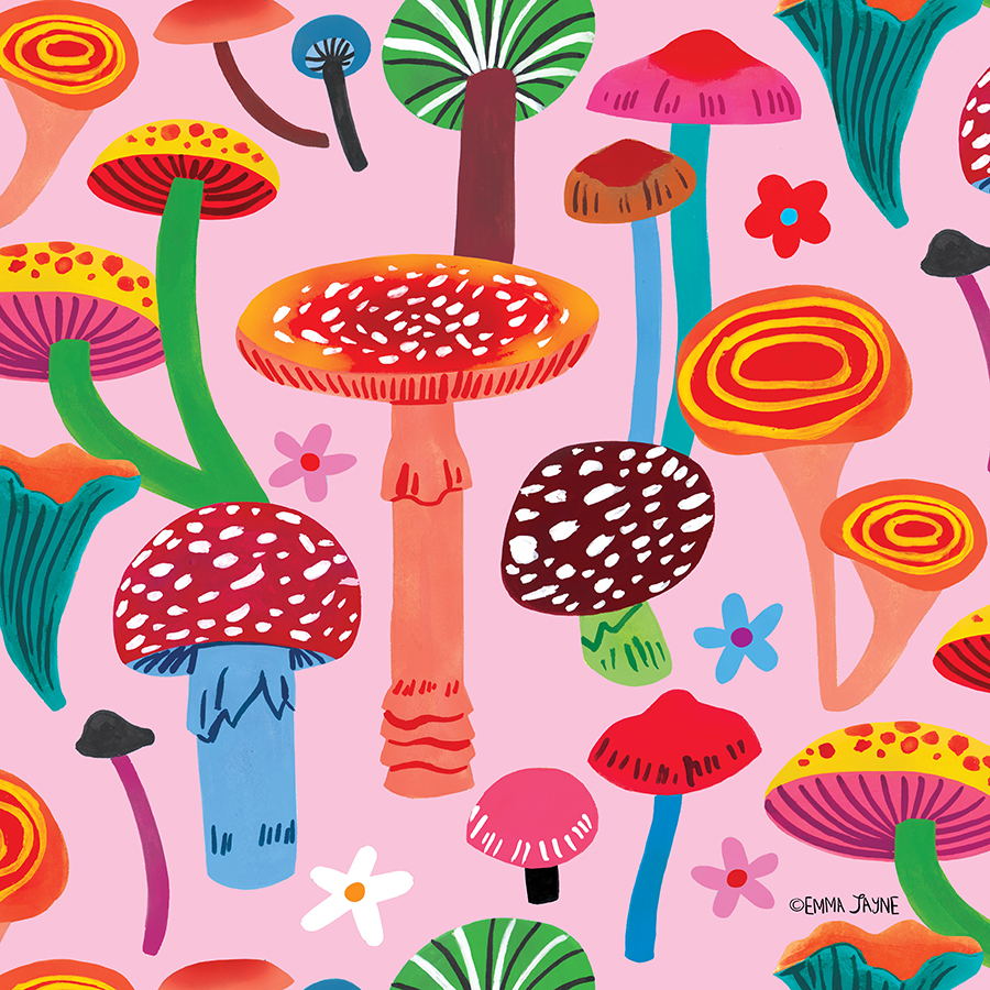 emma_j_designs's tweet photo. I made my coloured mushrooms into a pattern.๐#mushrooms #surfacepattern #fungi #plantabased #patterndesigner #fabricdesigner #freelancer #licensingartist https://t.co/5lYAiYvyMa