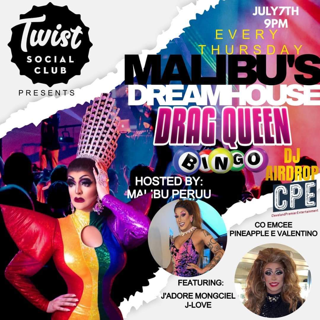 Don't miss Malibu's Dream House Drag Queen Bingo tonight at 9. 
Hosted by Miss 2022 All Star Malibu Peruu 
Co hosted by Pineapple E. Valentino
Special Guest: J 'Adore Mongciel J-Love

All money raised will be Donated to Friends of City Dogs Cleveland.