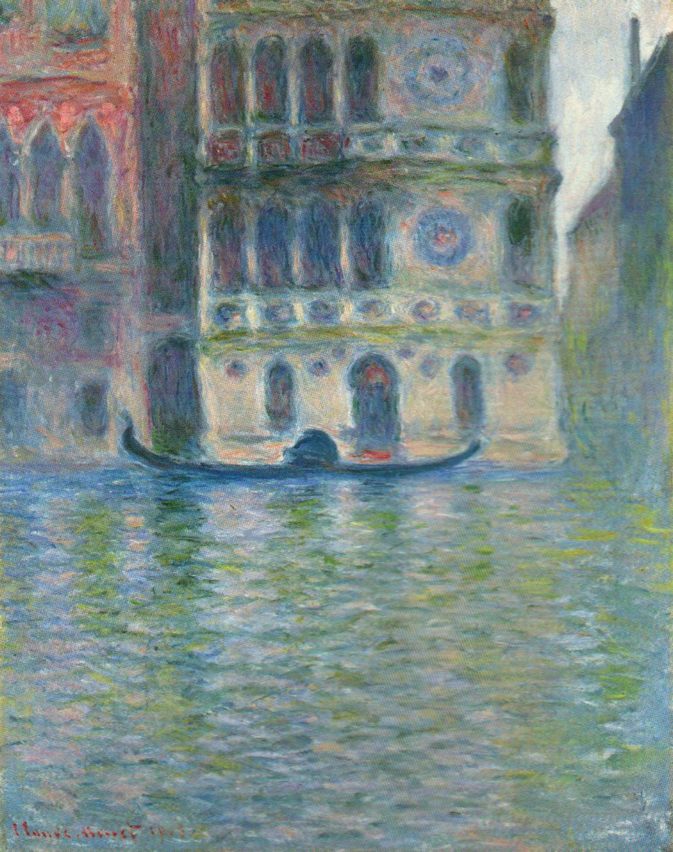 VeraCausa9's tweet photo. Venetian Palazzos painted by Claude Monet during his 1908 visit to La Serenissima.

The artist's eye seems to have captured the Venetian light through Murano glass: transfiguring floating palazzos on turquoise waters into the melancholic haziness of a late afternoon reverie. https://t.co/MiSJ5CF57n