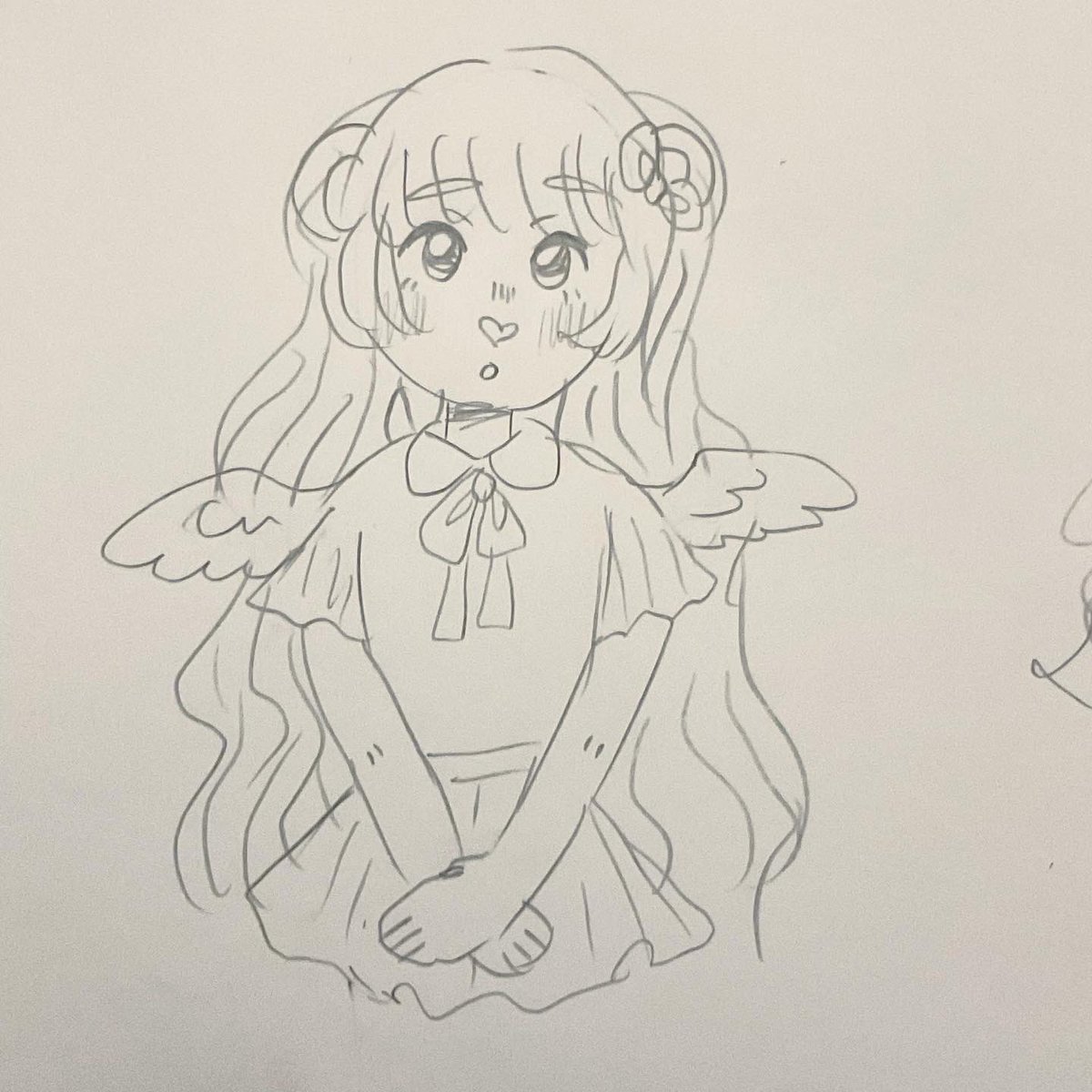 lilgermcore's tweet photo. doodles of Teddy- They're a teddy bear angel and this is their humanoid form. She's an alter is Tsumiki's subsystem and is a little but is already helping out so much - Shane #did #didsystem #subsystem #bear #teddy #angel #teddybear https://t.co/CaYQnYoO7I