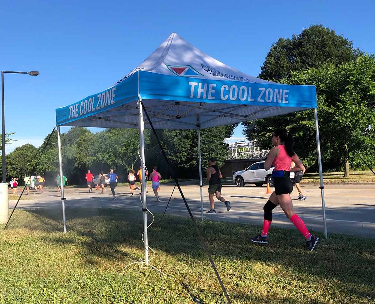 Runners in the Akron Marathon National Interstate 8k and 1 Mile were able to keep cool thanks to Akron Energy Systems' Cool Zone. Our misting stations were set up along the race route for both days of the event.  #investedinthepowerofcommunnity