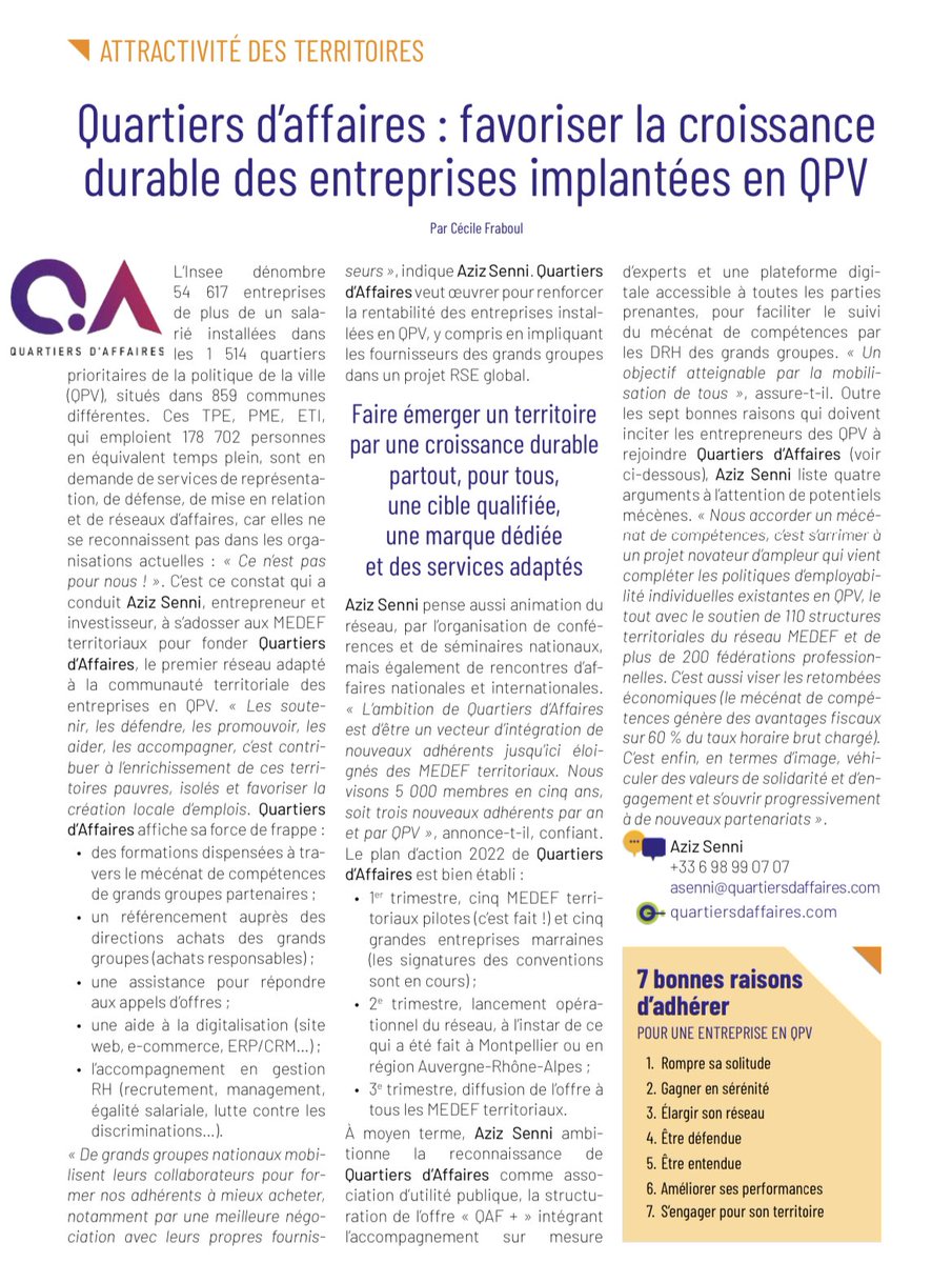 Au delà de ce sujet d’actualité j’en profite pour rappeler ce qu’est <a href="/QuartiersdAff/">Quartiers d'Affaires</a> page 18 mag <a href="/MedefPDL/">Mouvement des Entreprises de France #Paysdelaloire</a> medef-paysdelaloire.fr/uploads/media/… <a href="/azizsenni/">Aziz Senni</a> <a href="/JPasquet/">Julien Pasquet</a> <a href="/CNEWS/">CNEWS</a> <a href="/PascalPraud/">Pascal Praud</a>