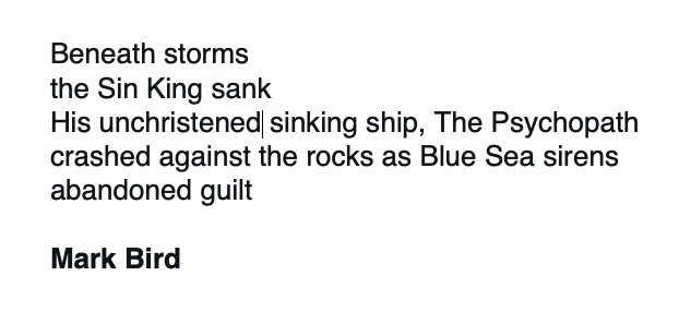 dreambeastpoems's tweet photo. A little #cinquain poem called "Sinking" to mark the day of #BorisResign #BorisJohnsonOut #BorisJohnsonResign #BorisJohnsonMustGo #boris #BorisOut 
@MichaelRosenYes @UKLabour @kier_starmer #KierStarmer #SinkingToryShip #sinking #theSinKing @LibDems @BBCNews @DailyMirror https://t.co/hp354XJZO4