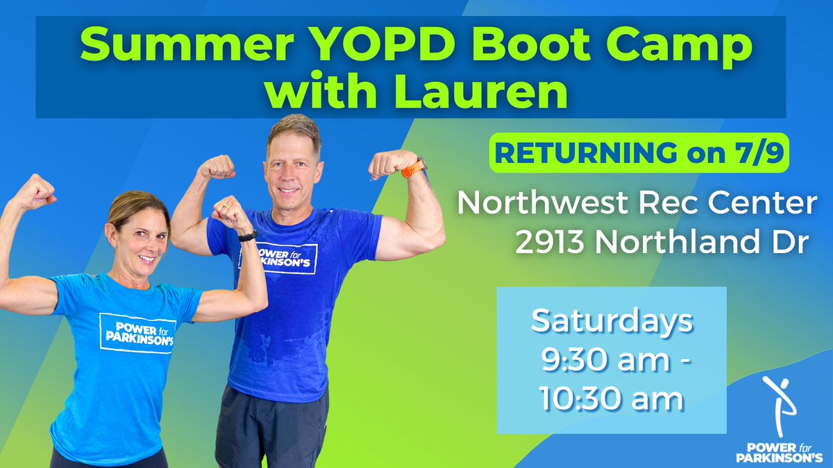 Powerparkinsons's tweet photo. Join us this Saturday, 9:30 AM at the Northwest Rec Center in Austin for Lauren's Summer #YOPD Bootcamp! You can register here on Mindbody, https://t.co/tEIxBFhO9Z. https://t.co/AKkxqL8zbP