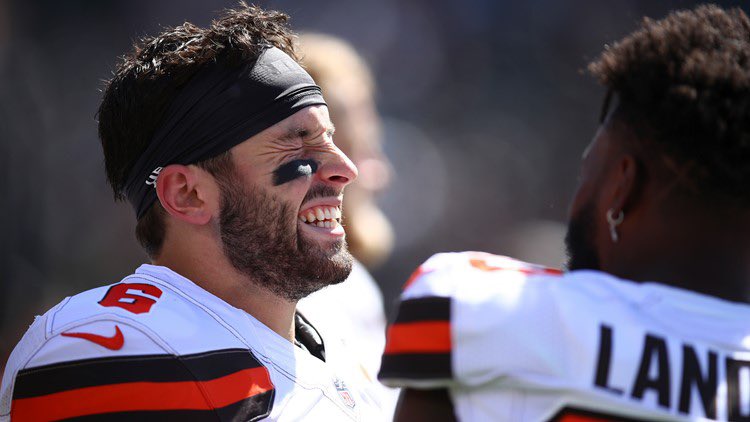 NFLMemes's tweet photo. The Cleveland Browns will be paying Baker Mayfield $588,235 Week 1 to try and beat the Cleveland Browns https://t.co/4mkwWVkXXe