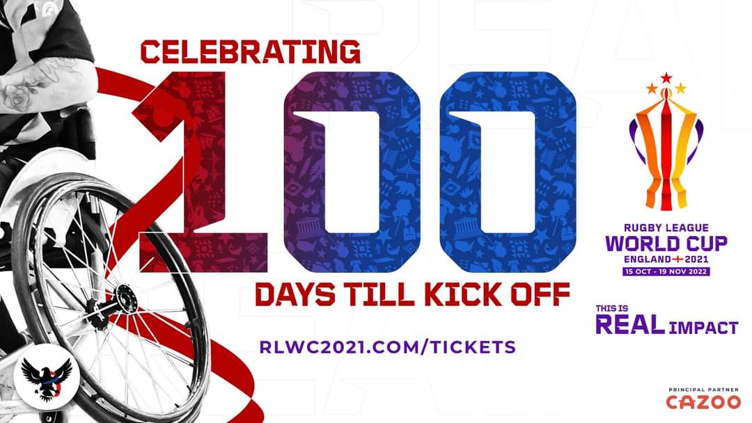 USAWhRL's tweet image. The 🌍 is coming to Sheffield! 🏉 
 
It's officially 1️⃣0️⃣0️⃣ Days to Go till Rugby League World Cup 2021 gets underway! #RLWC #USAWHRL #RugbyLeague #WheelchairRL 
 
See REAL Impact: tickets.rlwc2021.com