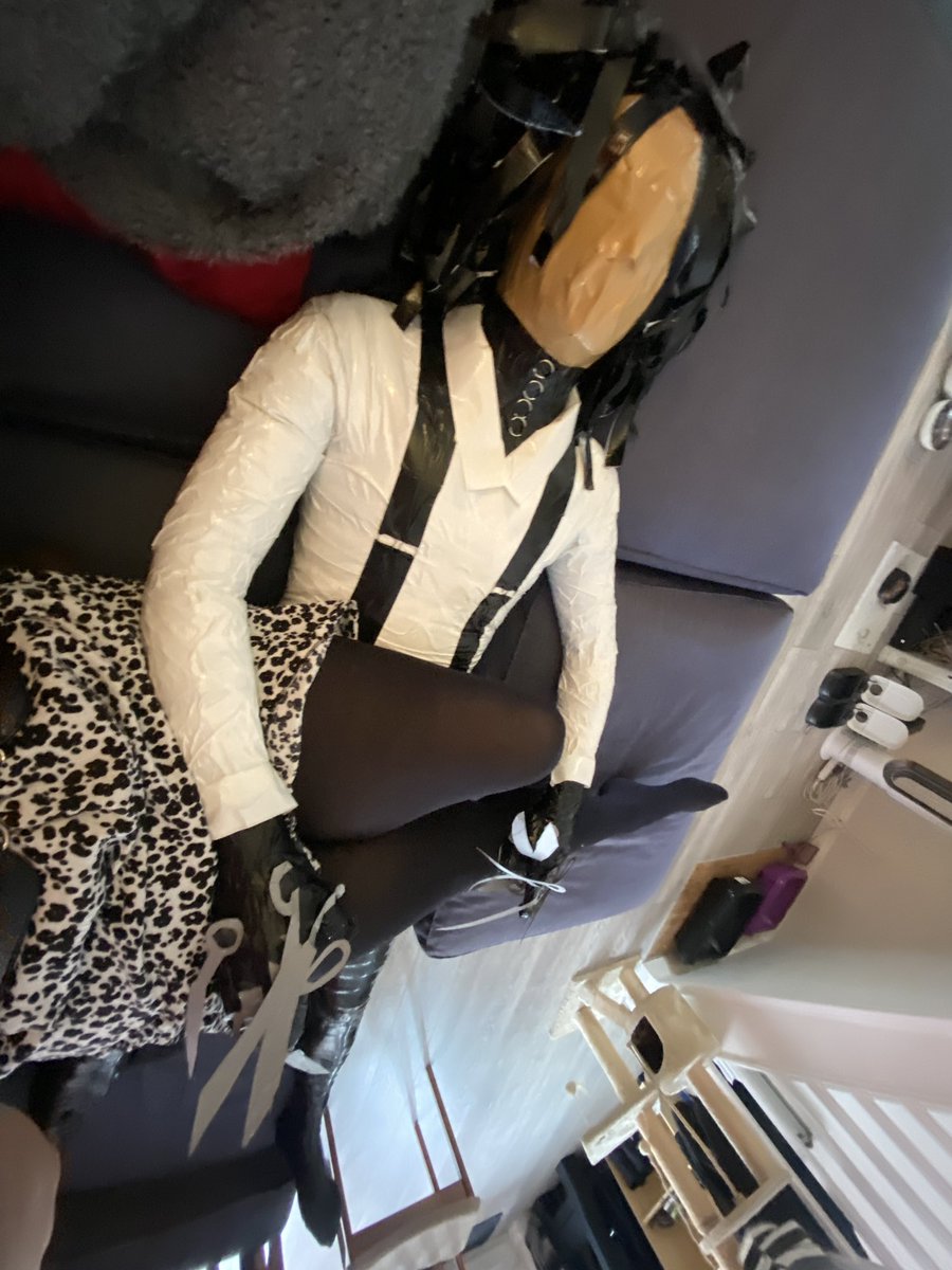 Edward scissorhands in duct tape 

<a href="/Purplejonesy/">purplejonesy</a> #johnnydepp #ducttape #mummification #encasement #bondage #boundmen #tiedupmen #dollwrap #tights