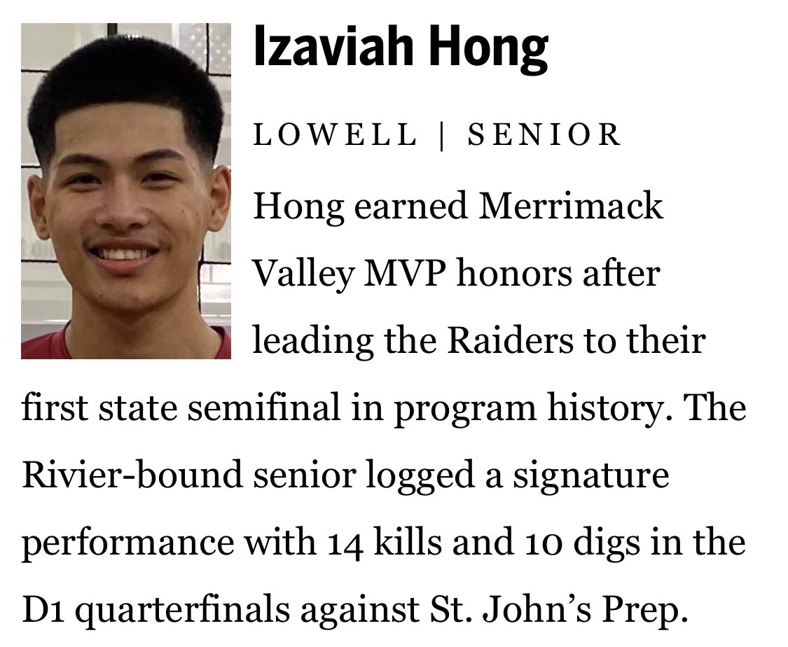 Your <a href="/GlobeSchools/">Boston Globe Schools</a> Boys’ Volleyball All-Scholastics 🏐

Owen Chanthaboun - Andover
Alex Chau - Lowell
Kingson Chen - Malden
Izaviah Hong - Lowell

Full section: bostonglobe.com/sports/high-sc…