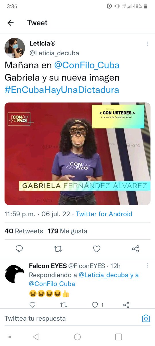Esta es la estirpe de los guerreros por la libertad de expresión en #Cuba: linchan a un artista por sus opiniones e insultan desde un perfil falso, de manera sexista y racista, a una joven por decir lo que piensa. Así son de tolerantes y limpios los empleados de #EEUU