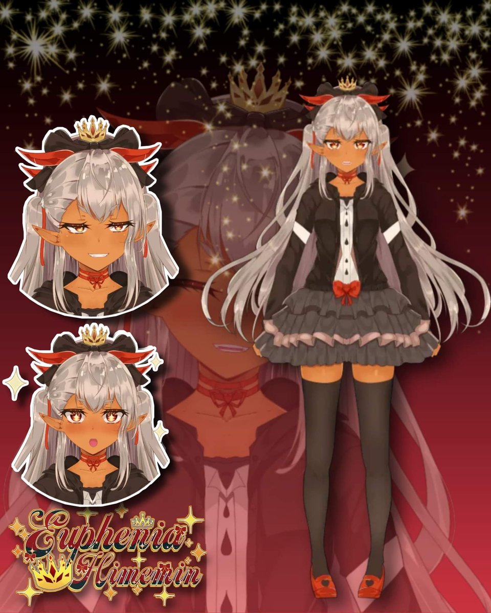 EuphiHime's tweet photo. OHAYOU-PI ✨
I am Euphenia Himemin!
I am a Demon Princess who has come here to take over your little world! <(￣︶￣)>
With hard work and a little bit of help from my familiar (not yet revealed) 
YOU WILL PRAISE &amp; OBEY ME 🎀👑
🎨Art+Rig: @xHowardJones 
🎨Logo Art: @eundivtuber https://t.co/fTRfmFikHM