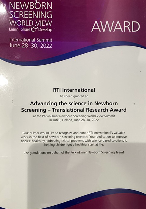 Congratulations to our exceptional researchers who brought home three awards last week at the <a href="/PerkinElmer/">PerkinElmer</a> Newborn Screening World View summit in Finland! Two were individual awards, while the third was an institute-wide recognition for advancing the science of newborn screening.