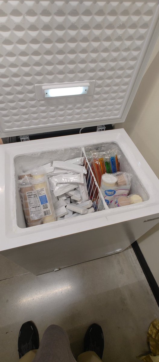 When its a 100 plus miserable degree's you load up the freezer with ice cream cups, bars, sandwiches and popsicles!! FULL from top to bottom!!  #HutchProud
