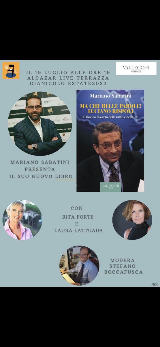 Vi aspettiamo per ricordare con tutto il nostro affetto "Zio" Luciano Rispoli e la sua elegante Tv.

Grazie Mariano Sabatini