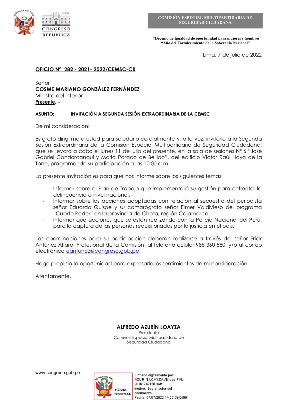 invitacion a mariano gonzalez