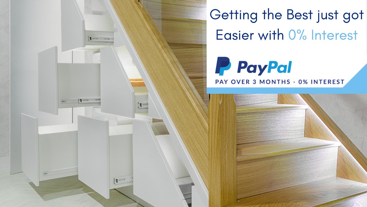 UnderstairsUK's tweet photo. We now offer Paypal 'Pay in 3'
Spread the cost of your Bespoke Furniture over 3 Interest free payments! Contact for Details.
#paypal #understairsstorage #bespokefurniture #shoestorage #understairsstoragesolutions #understairs #staircasedesign #staircaserenovation #interiordesign https://t.co/d5U4HPgVlt