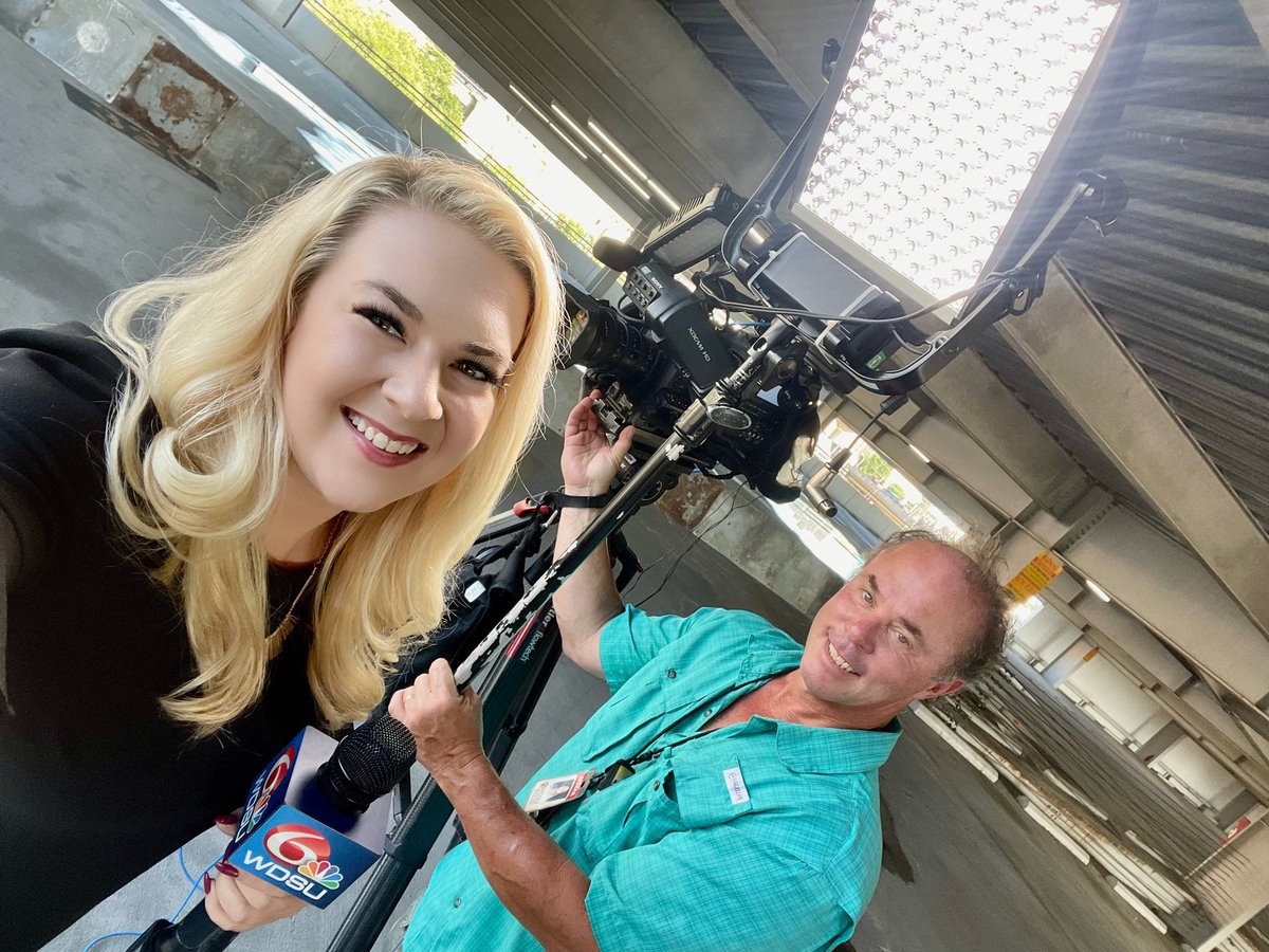 cassieschirmtv's tweet photo. First day on air at @wdsu and had a blast with Photojournalist Bryan! ✨ It was a nice downpour during our first couple live hits so we went for the garage shot to keep dry. Bryan killed it with great lighting! https://t.co/dEMa6kqVVH