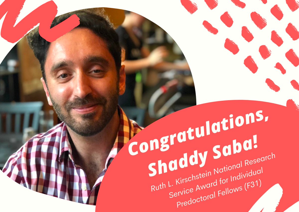 Congrats to Shaddy Saba on receiving the Ruth L. Kirschstein National Research Service Award for Individual Predoctoral Fellows (F31) from the National Institute on Drug Abuse. 👏

<a href="/uscsocialwork/">USC Social Work</a> <a href="/NIDAnews/">NIDAnews</a> <a href="/CarlCastro_USC/">Carl Castro</a> <a href="/ericRpedersen/">Eric Pedersen</a> <a href="/kebouskill/">Kathryn Casey Bouskill</a>