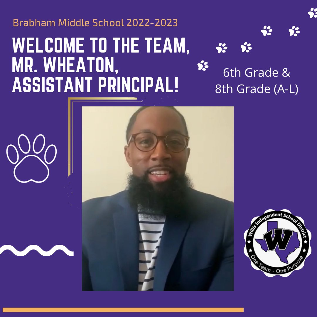 WISDBrabham's tweet photo. ⁦@WISDBrabham⁩ would like to welcome Mr. Craig Wheaton! 🎉 He will serve as 6th Grade &amp; 8th Grade (A-L) Assistant Principal for the upcoming school year! #BeExcellent 🏅#MoveLikeABobkat #ProudGrowl #SpiritofExcellence ⁦@WillisSchools⁩ https://t.co/8GSt9hvDjD