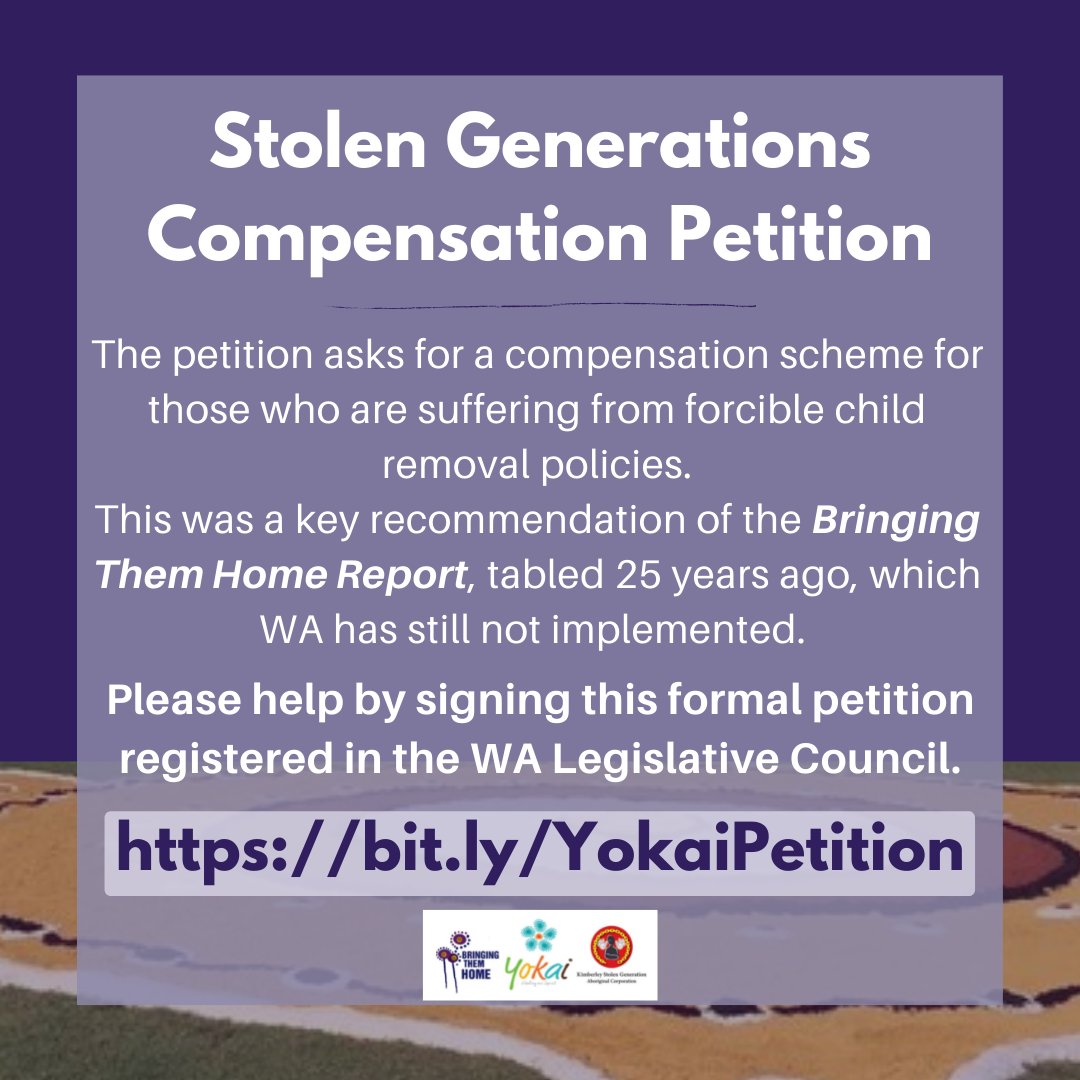 BTH_WA's tweet photo. This NAIDOC Week, Step Up by signing our parliamentary petition for a WA Stolen Generations compensation scheme.
Only WA &amp; QLD don't have one!
https://t.co/QQmySIBftm?
#NAIDOC2022 #NAIDOCWeek https://t.co/KrPIZOjvEB