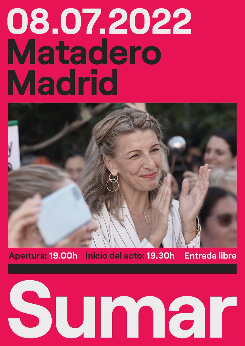 sumar's tweet photo. Mañana, ¡por fin! Un día importante en el que contamos contigo. Anímate ☺️

La apertura de puertas será a las 19.00h y el acto comenzará a las 19.30h. ¡Te esperamos! https://t.co/fXett7bJHu