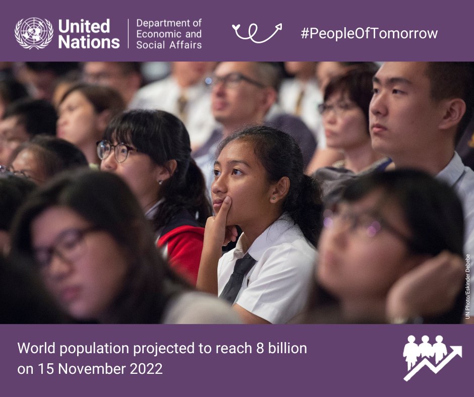 UN's tweet photo. 8 billion people in November 2022
8.5 billion people in 2030
9.7 billion people in 2050

How can sustainable development keep up with population growth?

Get the latest data on Monday's #WorldPopulationDay: 
https://t.co/ezgH09mIAn via @UNDESA https://t.co/NBm9GjBhW3