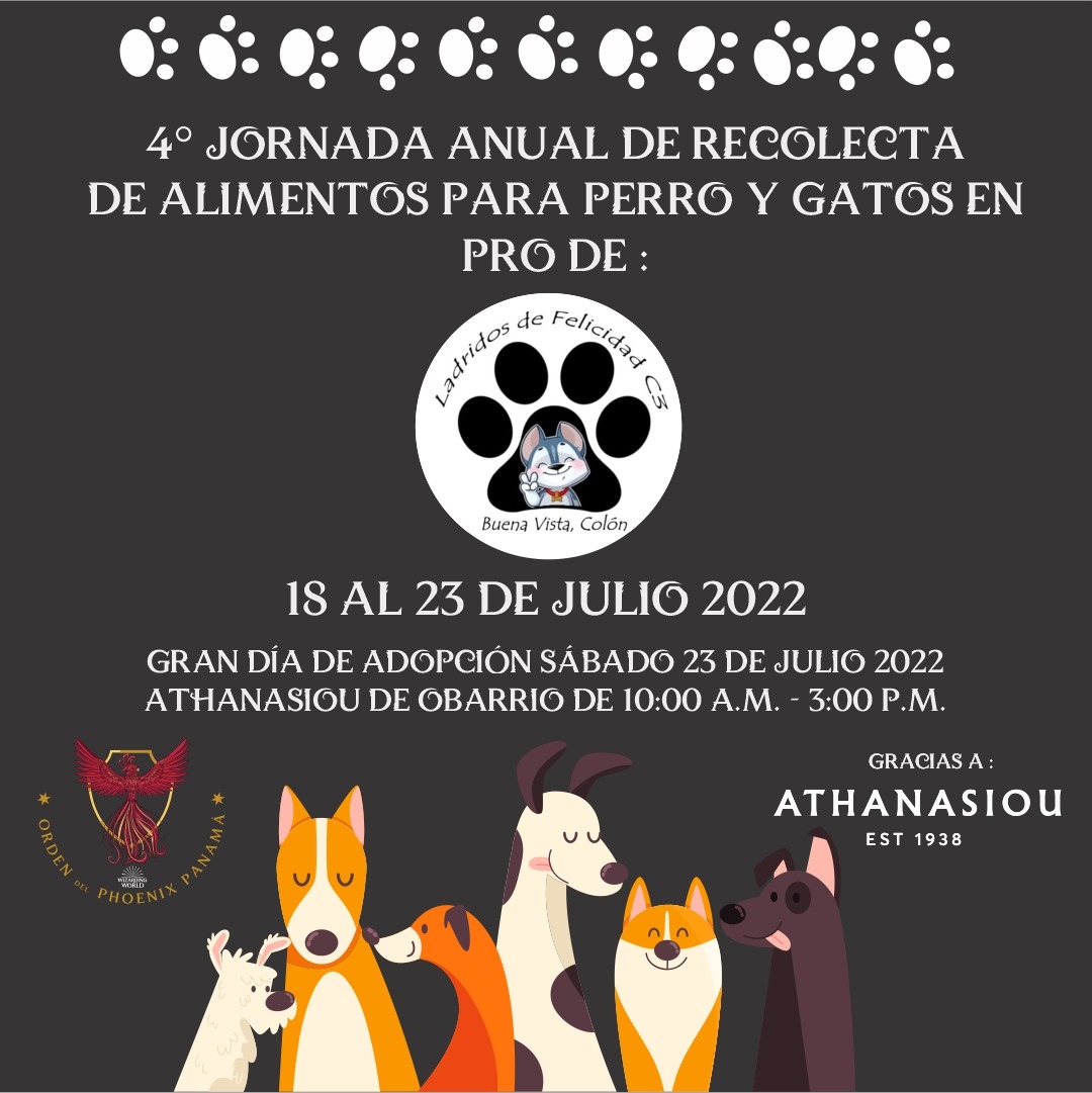 OrdenPhoenixPTY's tweet photo. Estamos listos para la 4° jornada de recoleta de alimentos para ladridosc3 inicia este 18 de julio y el cierre de este evento el 23 de julio en athanasiou de Obarrio más información en nuestra cuenta de instagram @ordendelphoenixpanama https://t.co/fnioVPMtjg