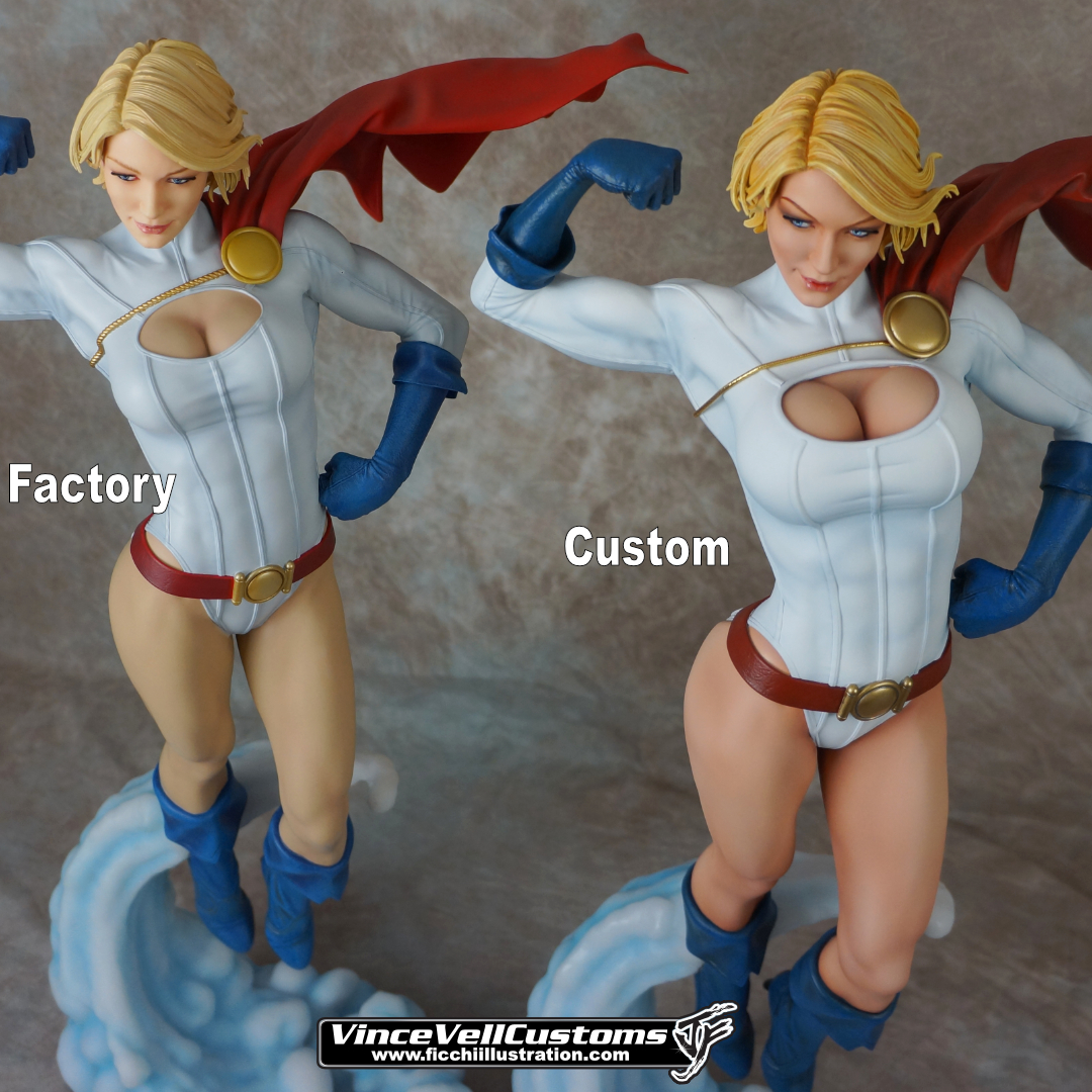 VinceVellCustom's tweet photo. Here is some pics of the side by side of the factory Power Girl from sideshow to what I did with my custom work. https://t.co/u7ewEXIxvZ