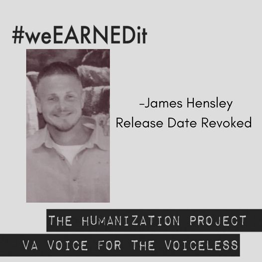 AAdinolfi616's tweet photo. James Hensley is yet another person who EARNED time off of their sentence and was ready to go home only to be told he was no longer eligible due to the inhumane actions of our governor and legislators. We continue to fight for these men and women and their families suffering 1/4 https://t.co/VhMOLJpMtE