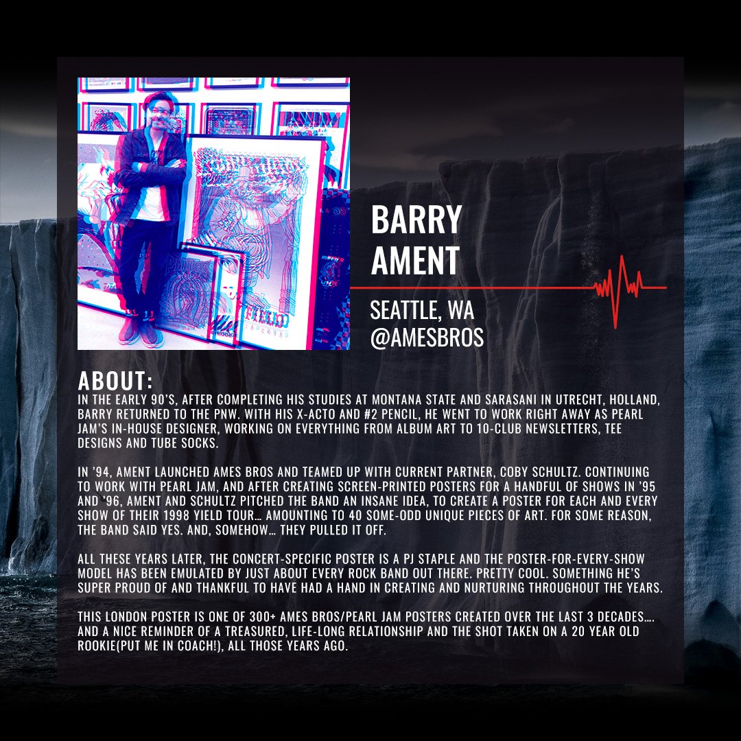 PearlJam's tweet image. Pearl Jam's at @BSTHydePark for Night 1 in London. Who's going?

Artwork by: @amesbros and Josh Townshend

The event poster and merch are all available at the merch stand starting at 1pm today.