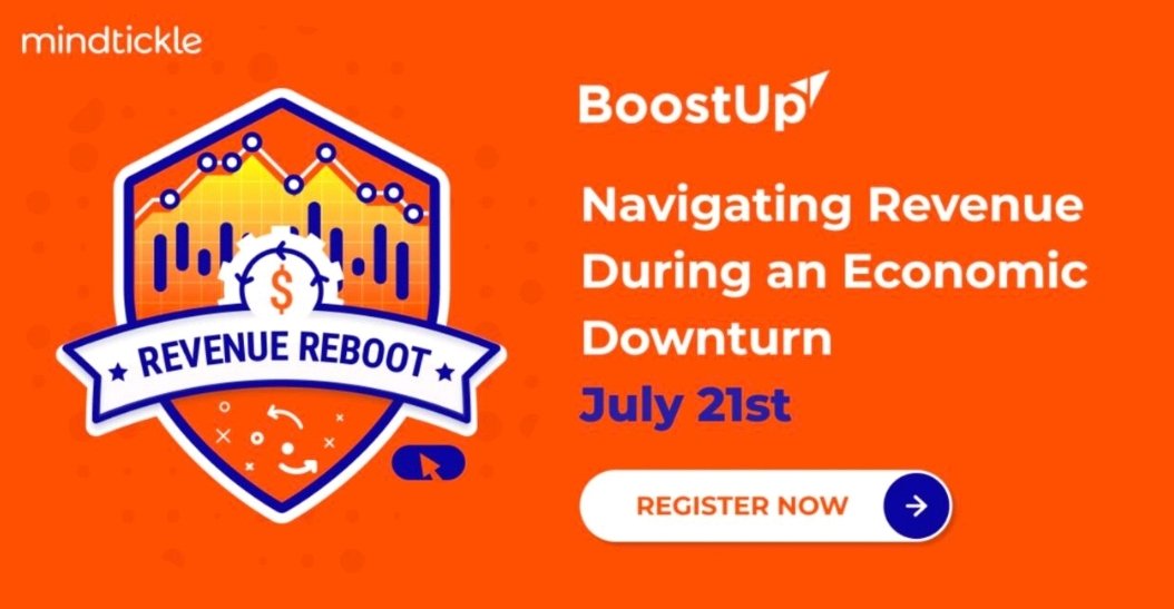 💥 READY TO REBOOT YOUR REVENUE? 💥 Join BoostUp.ai and @mindtickle for our upcoming webinar 'Navigating Revenue During an Economic Downturn', happening on July 21st. Featuring @chilipiper, @Vidyard, & @Qualified Register at the link! bit.ly/3alIAfz