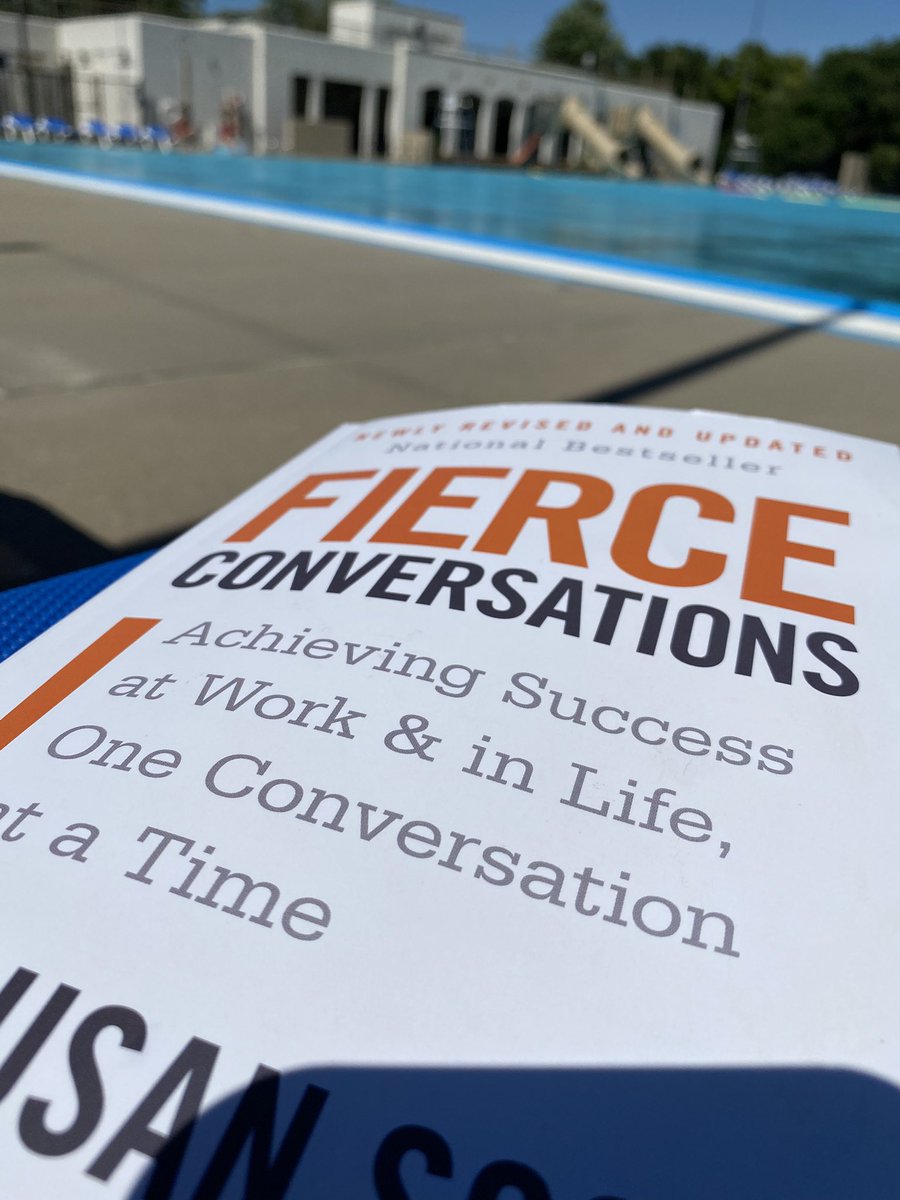 TheRealMrsBo82's tweet photo. I’m a little late to the #LeadLAP game - but better late than never. A little #PoolsidePD afternoon of reading is perfect for this hot day! #SummerPD #FierceConversations https://t.co/sUvp5Oe1Xt