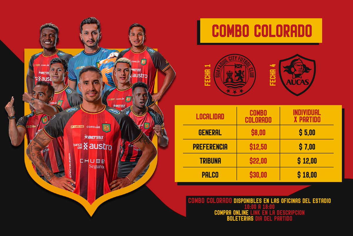 Nosotros no lo dijimos, lo dijeron ustedes. 

🤩 ¡EN COMBO SALE MEJOR! 🤩

Compra tu Combo Colorado para los primeros dos partidos del Deportivo Cuenca de Local.

Entradas online: linktr.ee/clubdeportivoc…
Entradas físicas: oficinas del estadio (viernes) y boleterías (lunes).