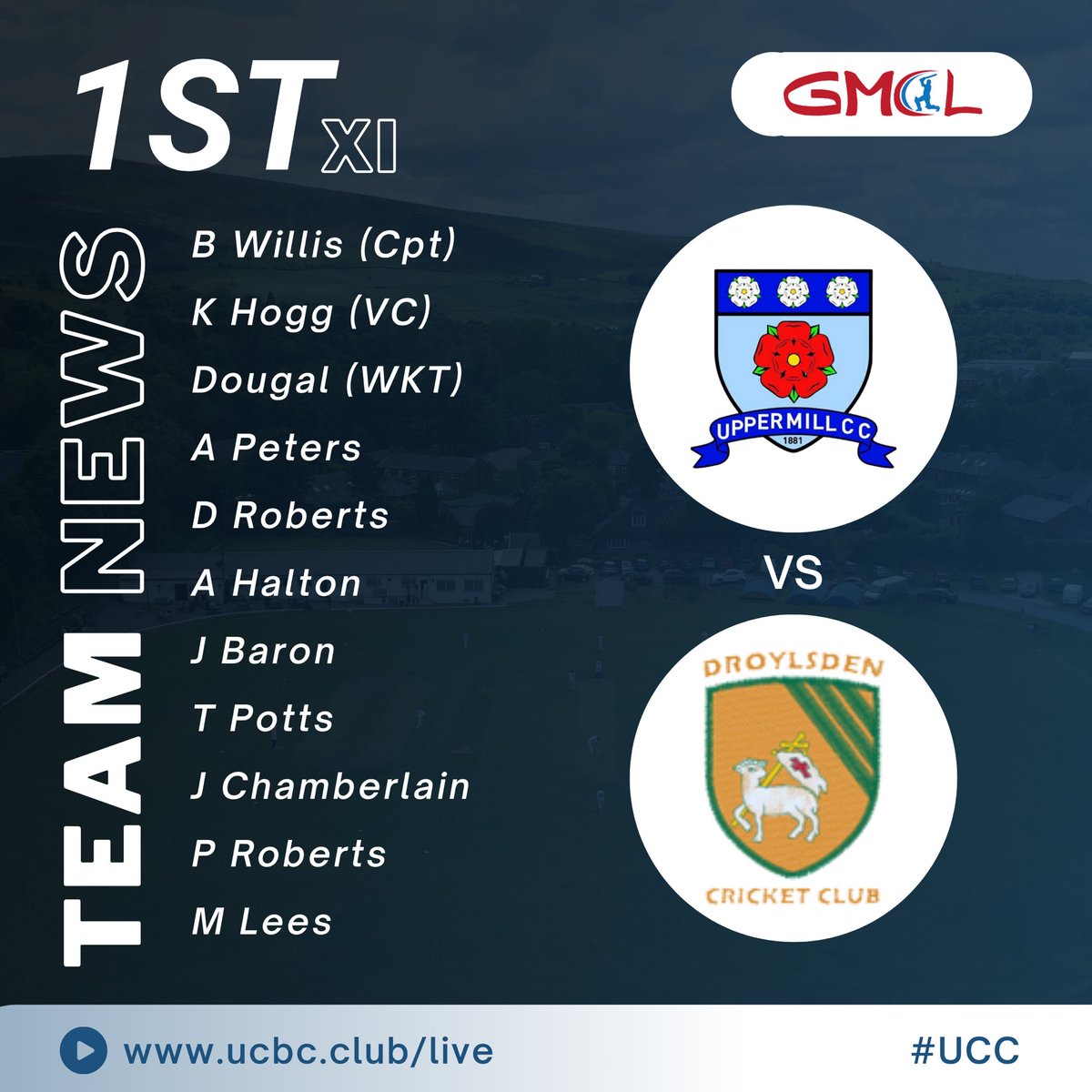 Uppermill 1st Team are against Droylsden 1st Team this Saturday. Match starts at 12:30pm.

The bar will be open and the sun will be shining. Come support #UCC.