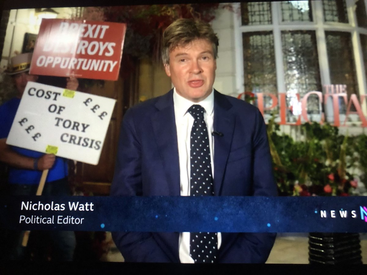 Loving the special guest appearance on #bbcnewsnight this evening! Top Bloke! #placardprotest