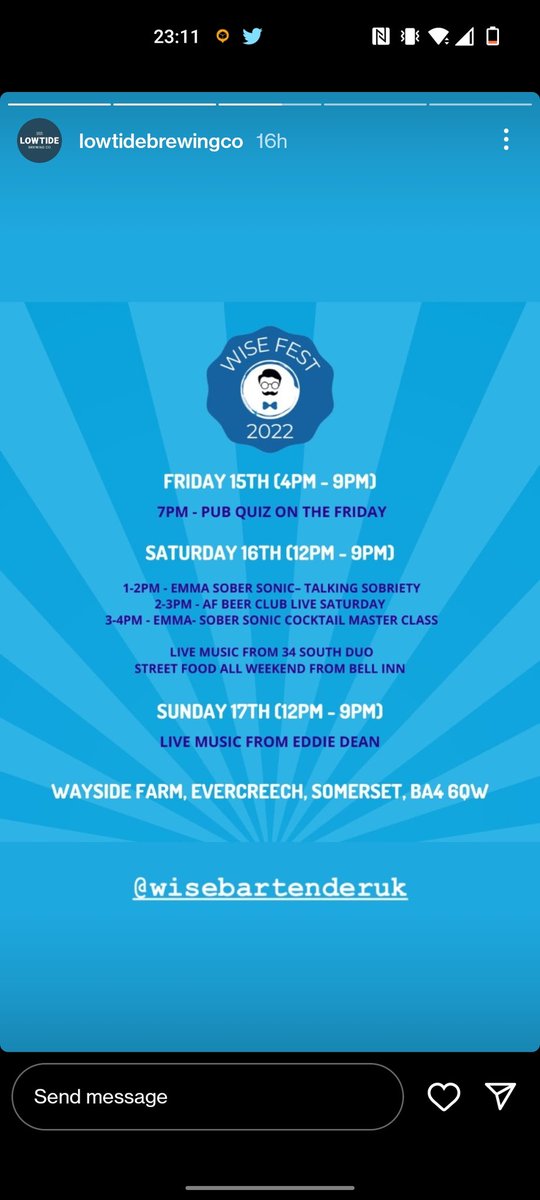 AFBeerExplorer's tweet photo. So here's some info on #wisefest by @WiseBartenderUK.   I'll be there Saturday looking forward to finally catching up with @afbeerclub and hopefully some others too https://t.co/6q6dB5fuxe
