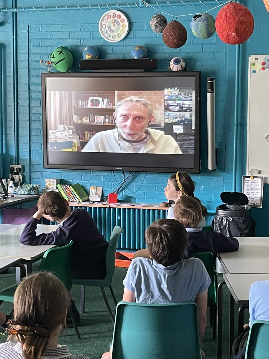 PendockPrimary's tweet photo. We love @MichaelRosenYes Thank you @LedburyPoetry for organising our sessions today! We loved hearing him recite his poems and enjoyed joining in #poetry #localevents #support #reallifeexperiences #enhancingcurriculum #Englishlanguage @CofEWorcEduTeam https://t.co/SZpxVYyZZa