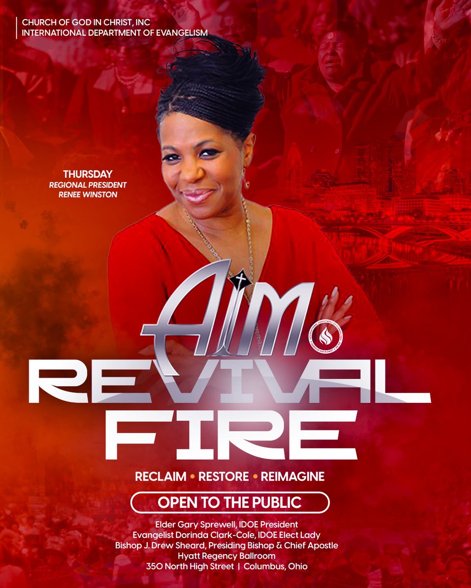 COGICIDOE's tweet photo. Good evening Saints!! Did you enjoy #RevivalFire last evening?! Well, every round goes higher and higher! Join us tonight as Regional President, @renee_winston, will bring the Word! #OGCDI #TheAIMComeback Click on the link for the time and location.
https://t.co/IPMDhX7qto https://t.co/eSUACRX5w6