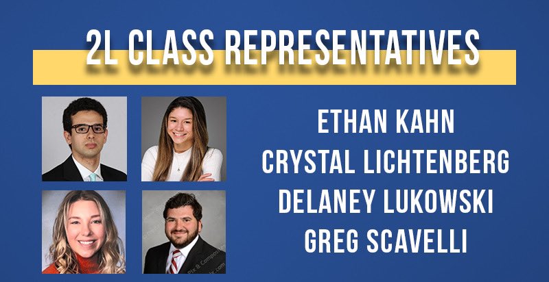 pace_seals's tweet photo. @DelSL11, @_lichtenberger, Ethan Kahn and Greg Scavelli will be our 2L class representatives! https://t.co/GDNHZIyjre
