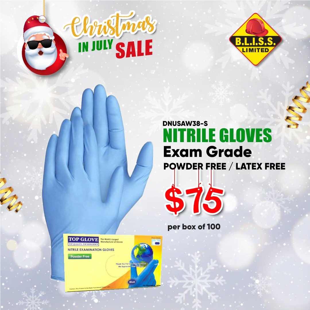 blisssafety's tweet photo. Take advantage of these super #ChristmasInJuly deals! πππππ₯³
Medical & Exam Grade NITRILE GLOVES - ONLY $75 per box of 100
#blisssafetystore #blisslimited #trinidad #safetystore #ppe #safetysupplies #essentials #ppeessentials #christmasinjuly #blissmas #gloves #nitrilegloves https://t.co/dGyJuUOOwH