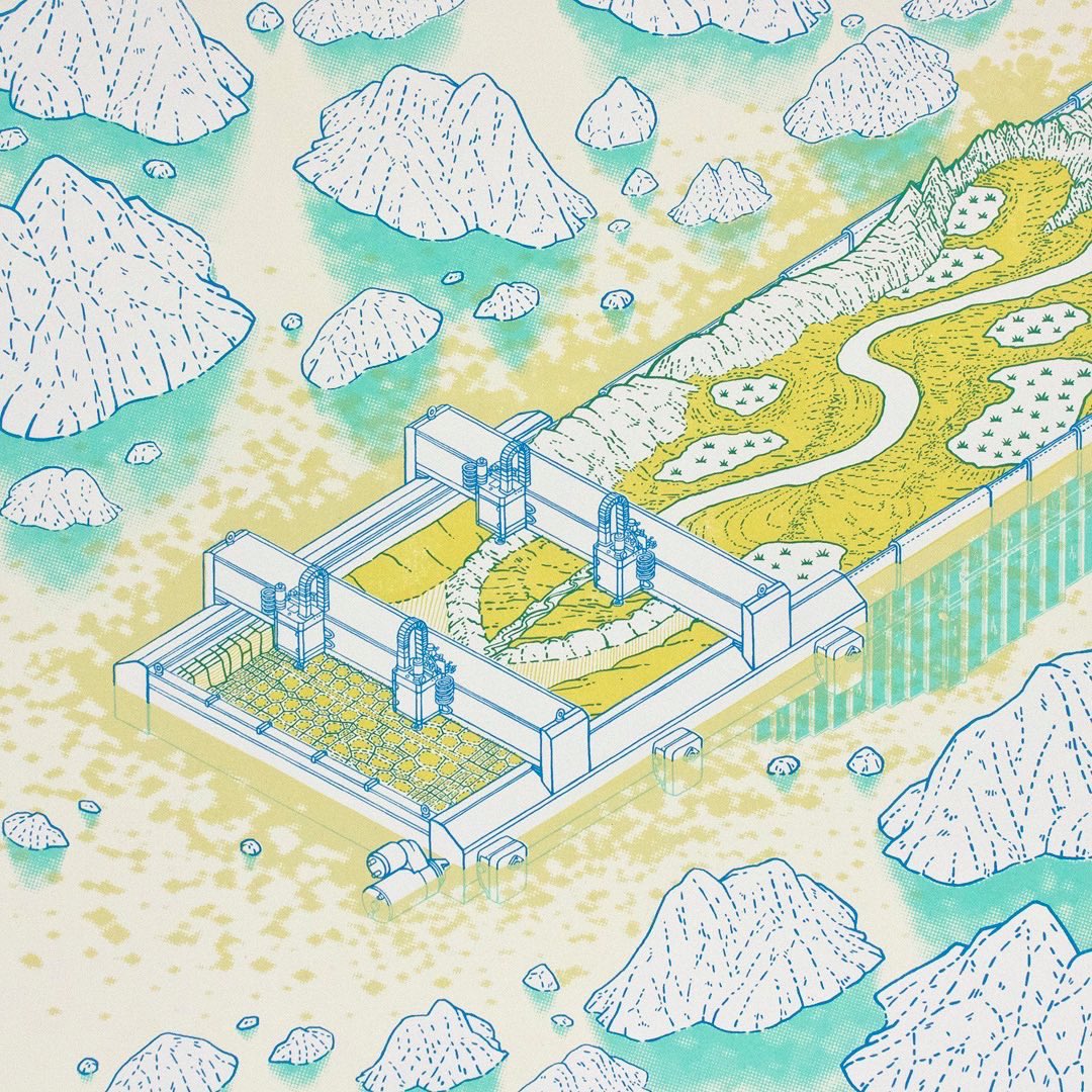 SparkBoxStudio's tweet image. Floating Worlds #screenprint by Kyle Topping