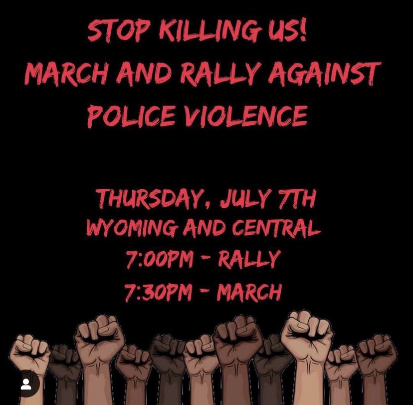 SURJ_ABQ's tweet photo. #CallToAction 

TONIGHT 7/7

Rally and March against police violence. 7pm in #Albuquerque at Wyoming and Central https://t.co/NU5auuQaKT