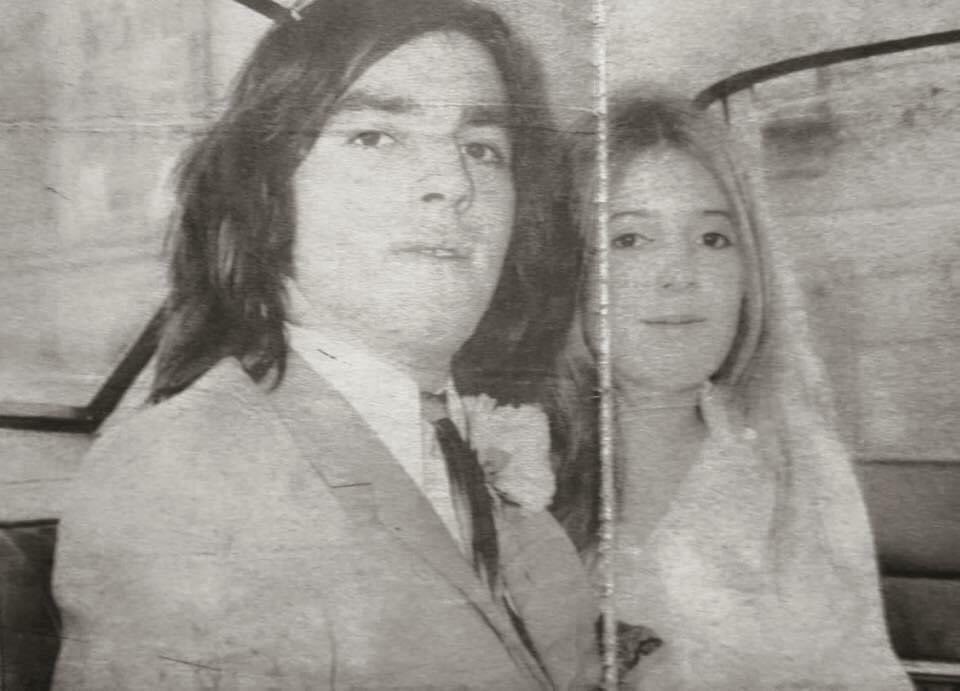 A rare picture of Joe McDonnell and his wife Goretti on their wedding