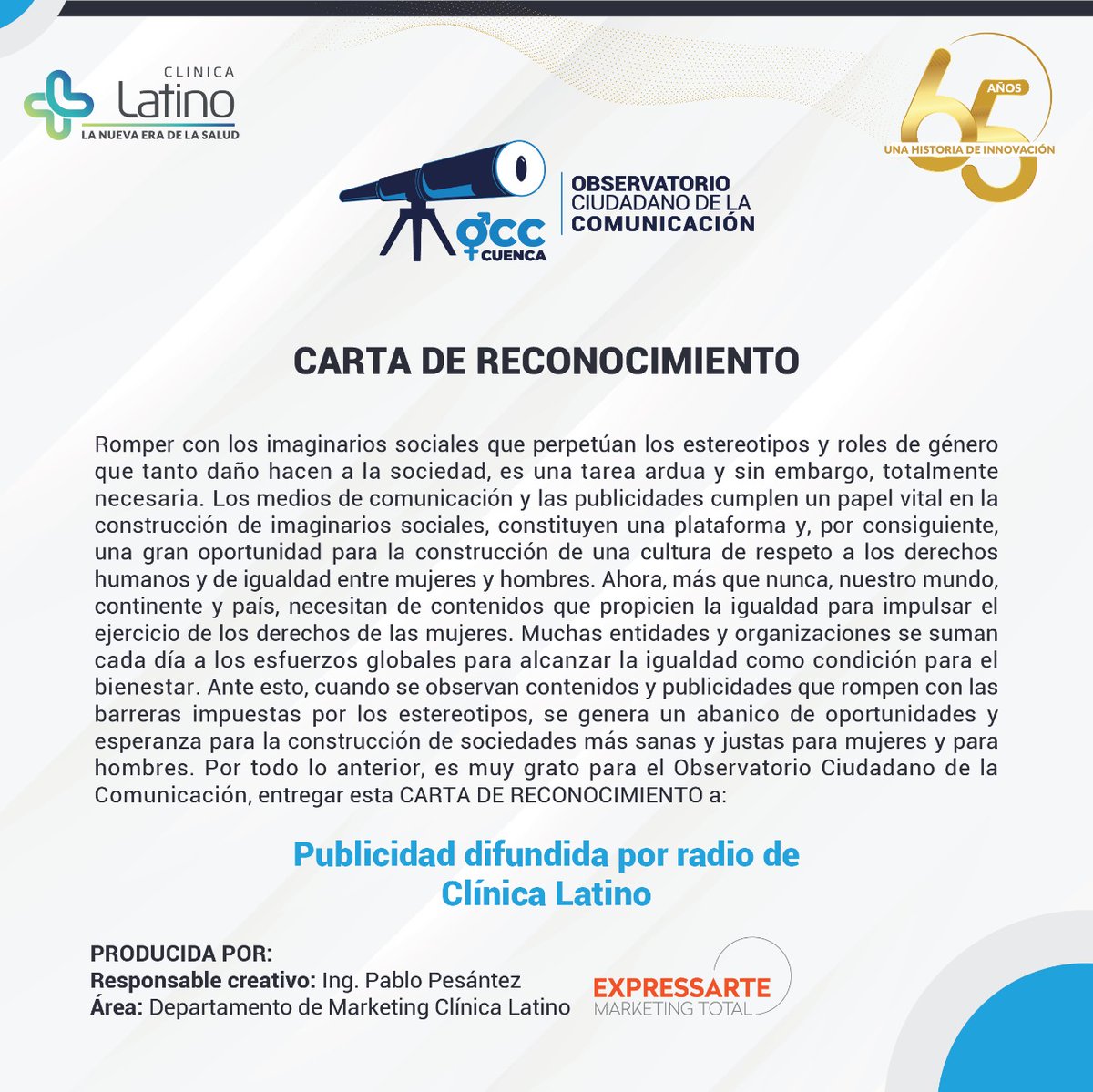 En Clínica Latino hemos construido un camino lleno de innovación y compromiso  con nuestra comunidad, siendo esto reflejado en el continuo trabajo en equipo  para brindar el mejor servicio a nuestros pacientes y sus familias.