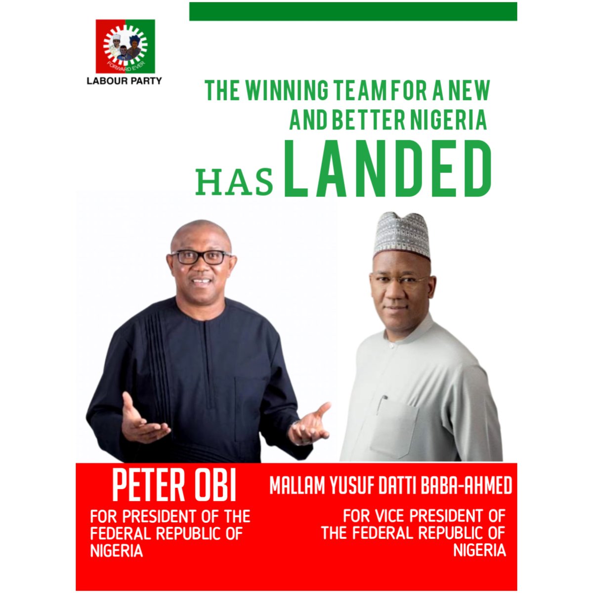 Grace27160685's tweet photo. Labour Party, you have done so well🤝
This is indeed a new Nigeria  🤝
Like if you are voting this two ❤️
#PeterObiForPresident2023 #baseuniversity #dryesufdattibabaahmed
#Reno #kujeprison https://t.co/6xuyJq0P74