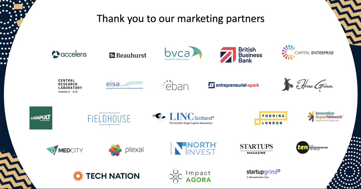 UKBAngels's tweet photo. We’d also like to thank our marketing partners @Acceleris, @Beauhurst, @BVCA, @BritishBBank, @capenterprise, @CRL_LDN, @EISassociation, @EBAN_org, @ESparkGlobal, @Home_Grown_Club, @DigiCatapult, @WeAreFieldhouse, @LINCScotland, @fundinglondon, @SuperNetworkNE (pt. 1) https://t.co/6wpiUZO0DJ
